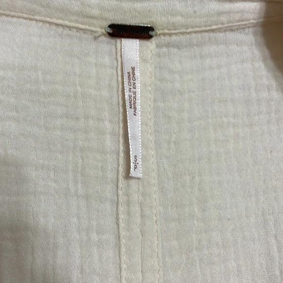 Free People cream crinkle gauze long sleeve top - Picture 8 of 11